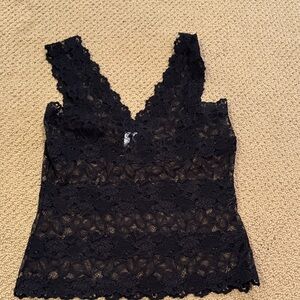 Josie Natori Black Lace Sleeveless Top
